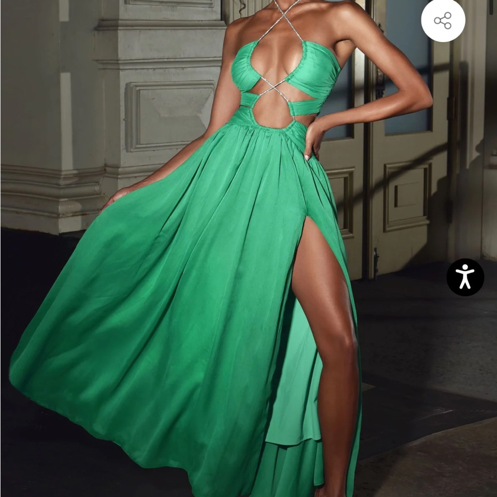 Miss circle maxi green formal dress size xxs